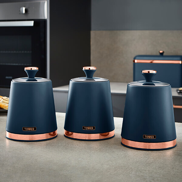 Tower Cavaletto Set Of 3 Canisters Midnight Blue (T826131MNB) for