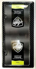 Auto Drive Metal Black And Gray Carbon Fiber License Plate Frame NEW