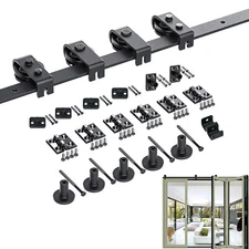 64in Sliding Barn Door Hardware Kit Modern Closet Hang Foldable Style Track Rail