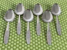 Unknown Manufacturer ROSETTE Stainless 6 Teaspoons Glossy Flatware E66G