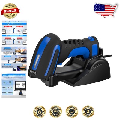 Versatile Cordless Barcode Scanner with Wireless Charging - 10000 Codes Storage