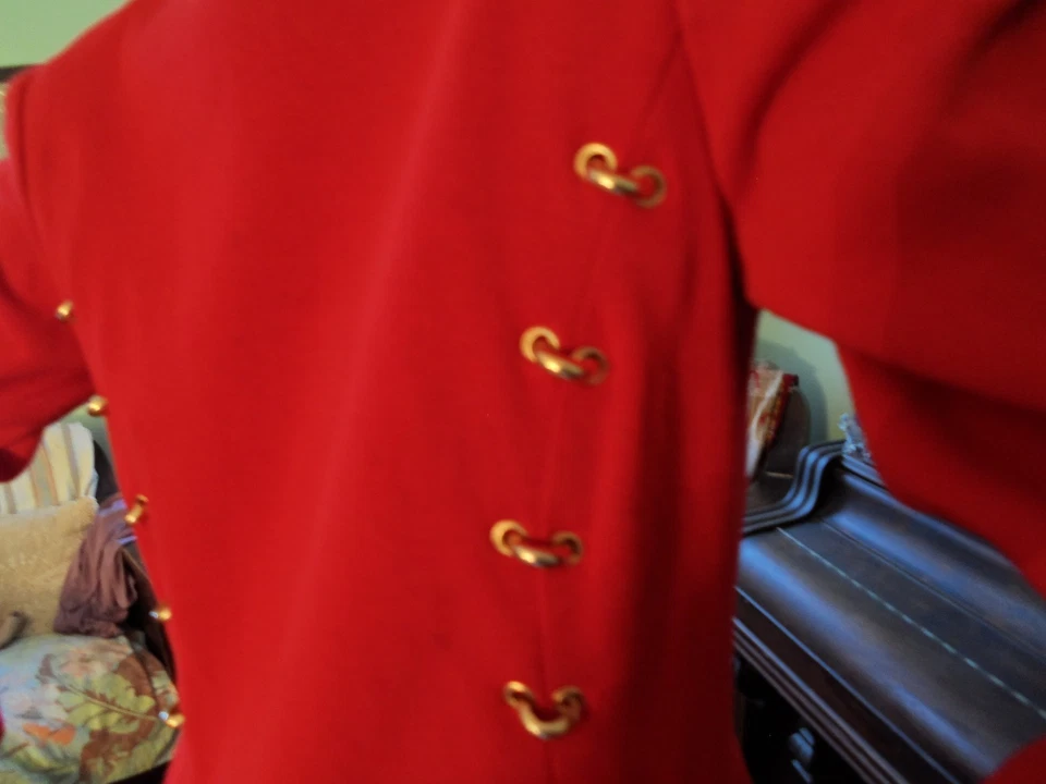 Vestido Adrienne Vittadini Naranja Militar Años 80 Tejido Dorado Michael Jackson Disfraz Foto 3 de 4