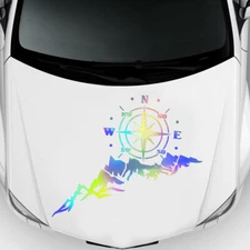 Sticker Decal Compass Mountain For Car Hood Side Body Door Decor DIY Accessories