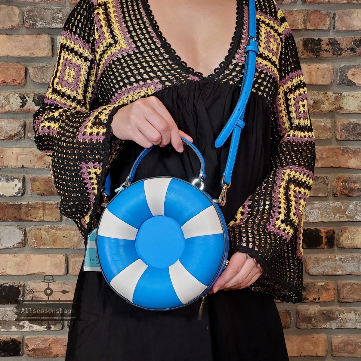 Kate spade blue and white purse sales