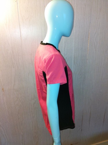 Modern Fit Butter Soft Stretch Pink & Black XS Scrub Top Medical Nurse Vet tech - Picture 11 of 12