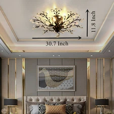 Vintage Crystal Pendant Lamp Flower Ceiling Light Fixture Chandelier Bedroom NEW