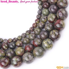 Natural Round Green Red Australia Blood Jade Loose Beads For Jewelry Making 15"