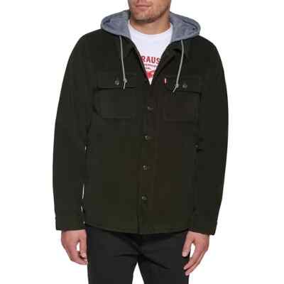 Levi's V3515 Mens Olive Green Corduroy Sherpa Lining Hooded Shirt