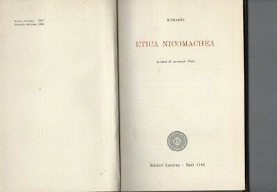 ETHIK NIKOMACHÄA, Aristoteles, Laterza 1965 