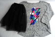 Justice Gray Sparkle Lightning Top  Matching Skort - Girls Size 12