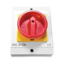32A Rotary Isolator Switch 32amp 4 Pole 230V-415V IP65 Weatherproof Switch