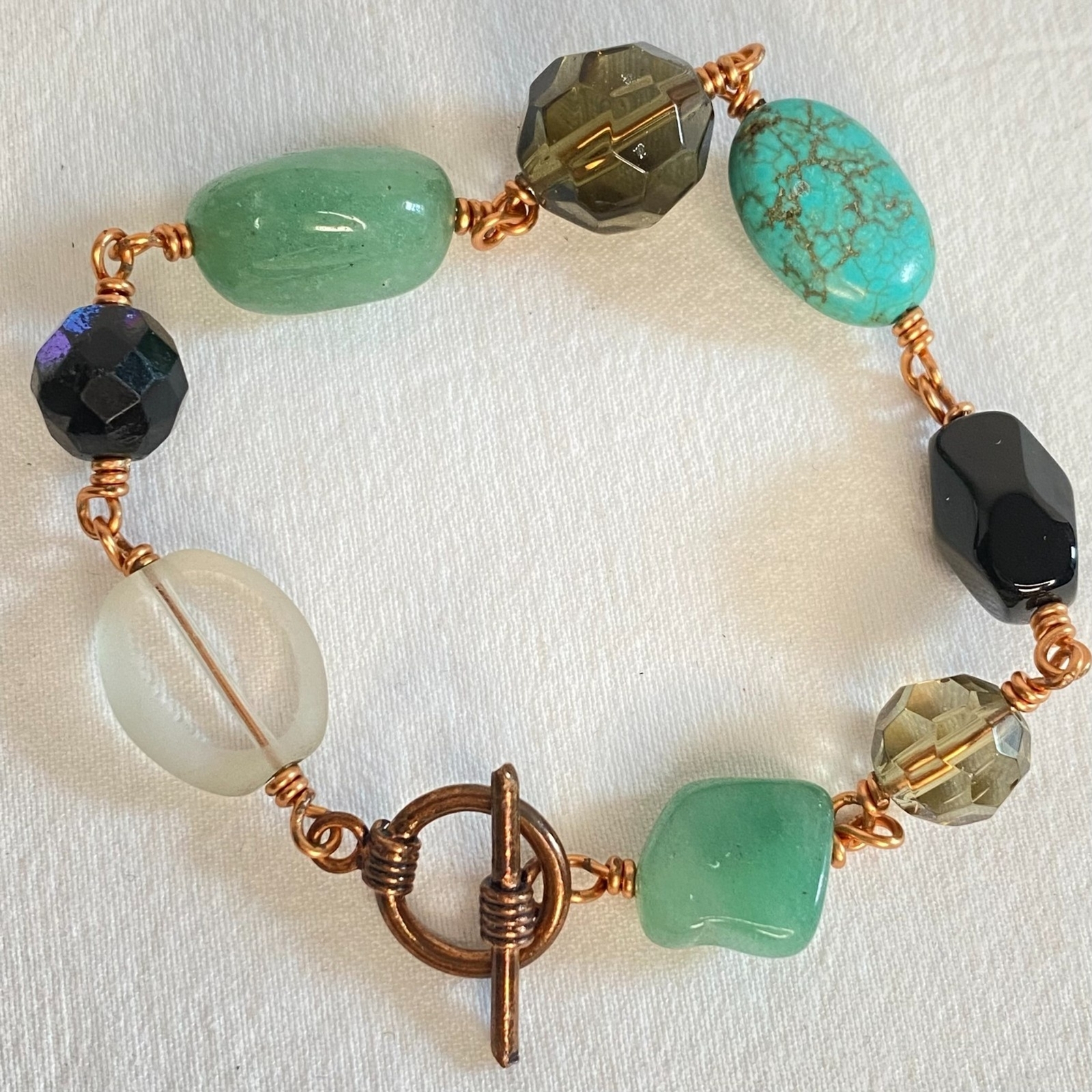 Copper Chain Bracelet Multi Shape Multi Color Sto… - image 2