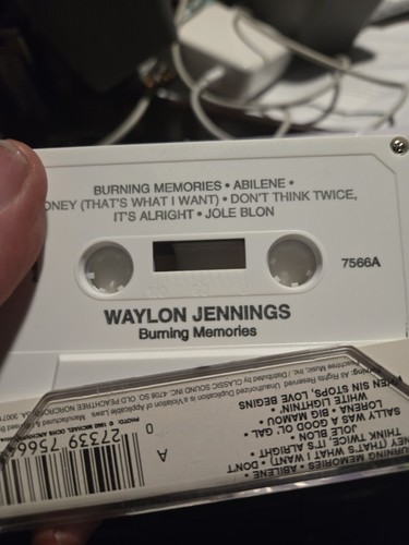Waylon Jennings Burning Memories (Cassette) 10 Songs 1992 - Picture 4 of 4