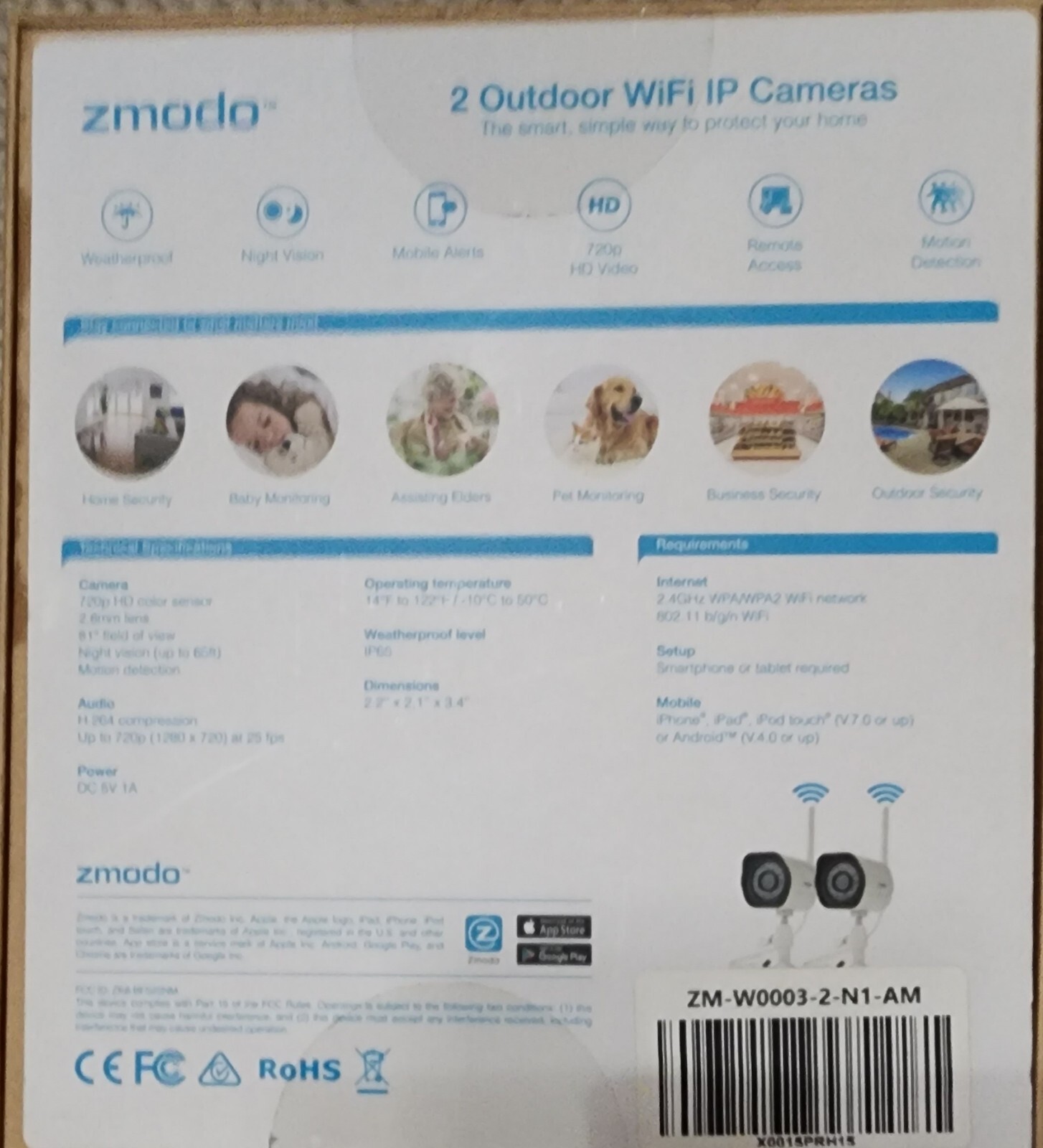Zmodo Wireless Outdoor Security Camera System - White, 2 Pack