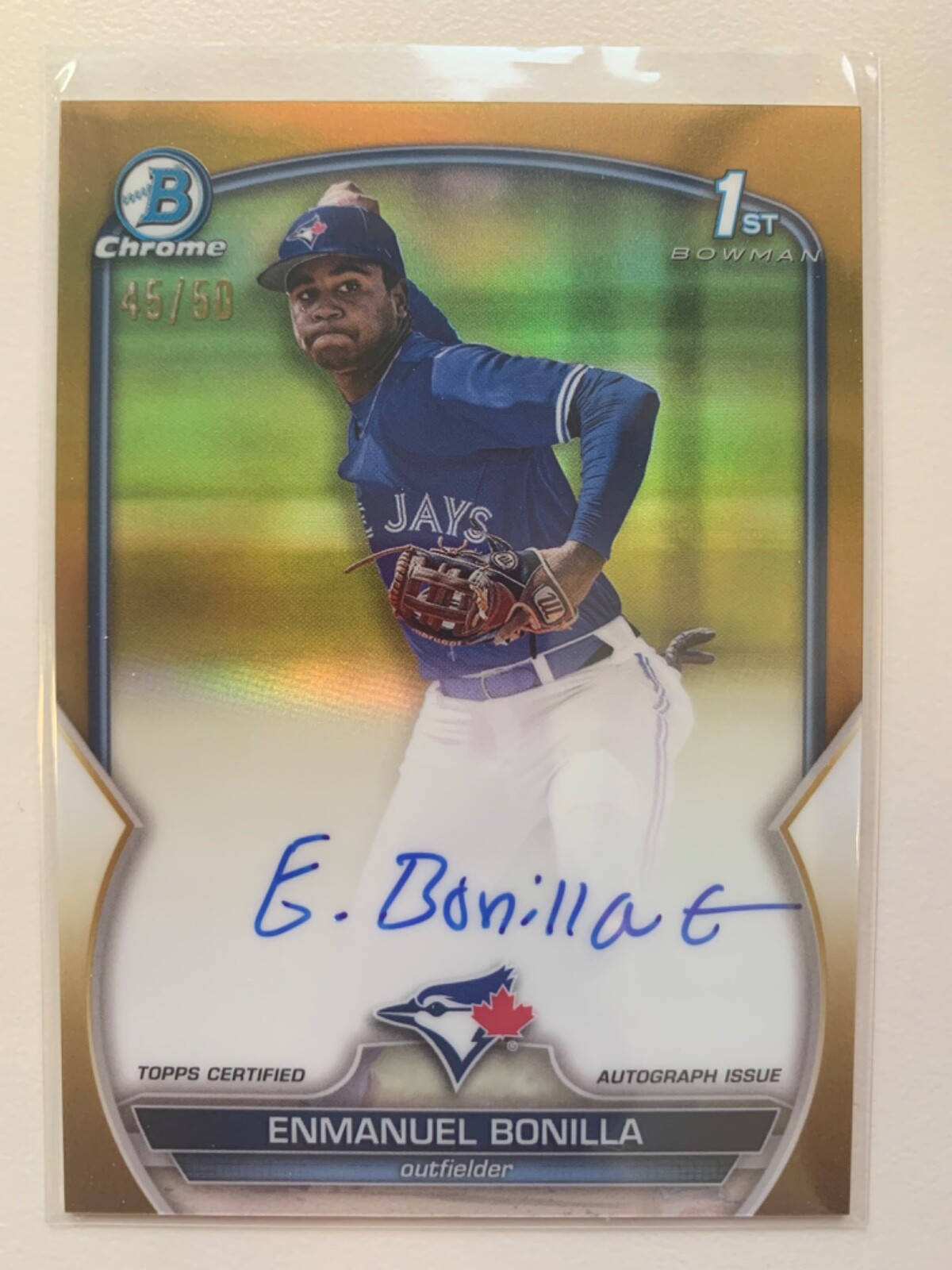 Enmanuel Bonilla 1st Bowman On Card Auto True Gold /50 2023 Bowman Chrome Jays
