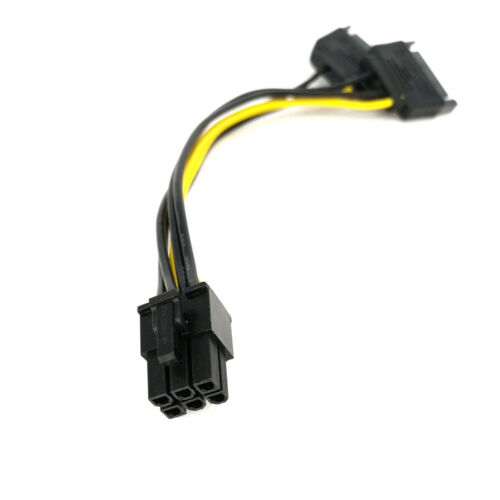 20cm Dual SATA 15Pin Male M to PCI-e 6 Pin Female F Video Card Power Cable - Photo 1/5