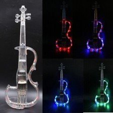 New Electric Violin 4/4 Acrylic Body 3 Colors Led Light Nice Tone crystal style