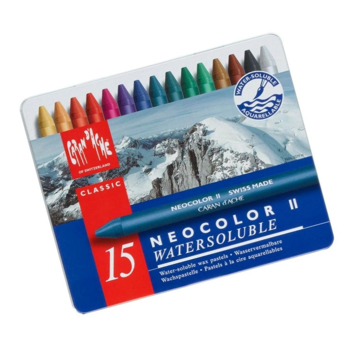 Caran d'Ache Classic Neocolor II Water-Soluble Pastels, 15 Colors