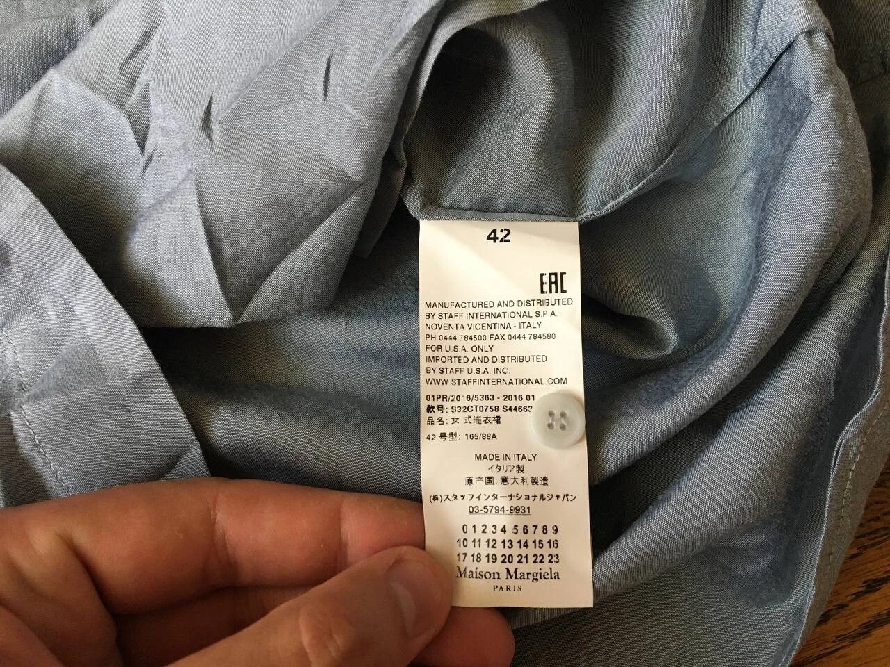 Camicia Vestito Donna MM6 Maison Margiela Blu Viscosa Seta Taglia 42