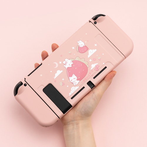 Funda protectora GeekShare para Nintendo Switch delgada carcasa blanda Strawberry Bunny - Imagen 6 de 10
