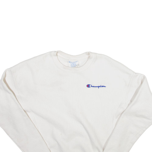 CHAMPION Reverse Weave Sweatshirt White Crew Neck Boys XS - Picture 2 of 6