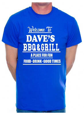 Personalisiertes Herren T-Shirt beliebiger Name oder Wort Dave's BBQ & Grill Your Name Pub Name