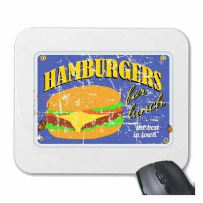 MOUSEPAD (MAUSPAD) DINER HAMBURGER ROUTE 66 KAFFEE CHEESEBURGER FAST FOOD DIÄT