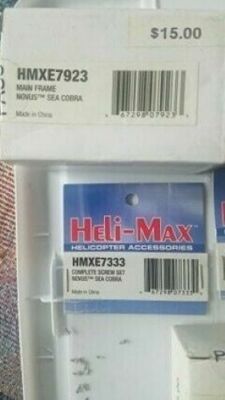 LOT OF HELIMAX NOVUS SEA COBRA PARTS:  HMXE7333 SCREW SET, HMXE7416 CANOPY 