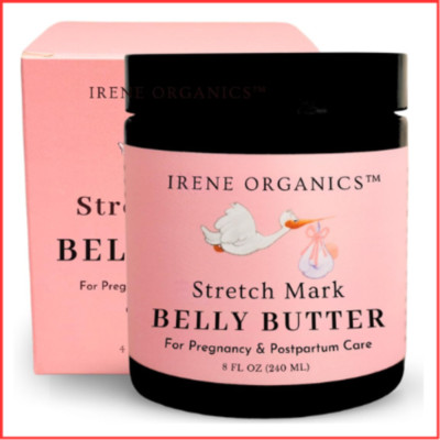 BELLY BUTTER for Pregnancy Stretch Mark Prevention Women 8oz IRENE ORGANICS