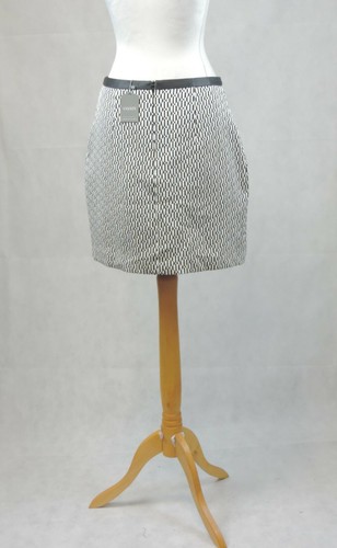 Oasis Black And White A-line Skirt With Faux Leather Trim Size 10 uk CR026 AA 09 - Picture 3 of 6