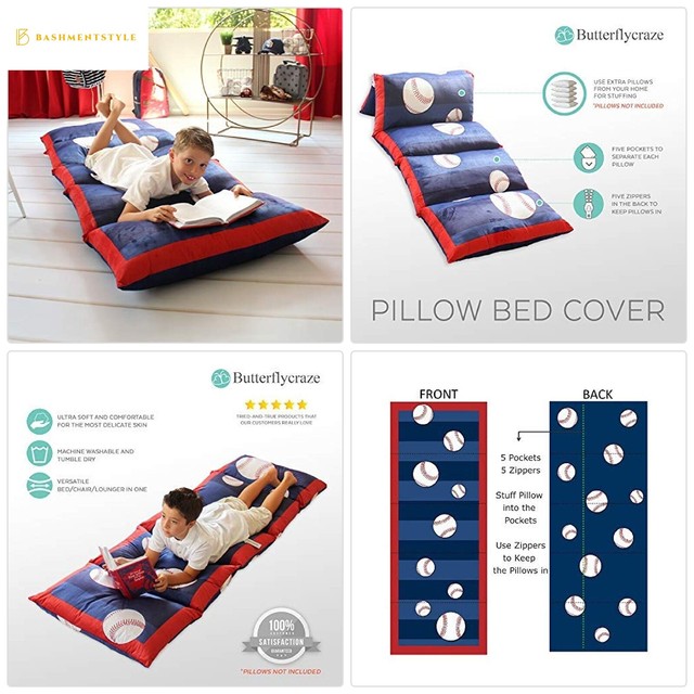Home Garden Inflatable Mattresses Airbeds Butterfly Craze Kid S Floor Pillow Bed Cover Use As Nap Mat Portable Toddler