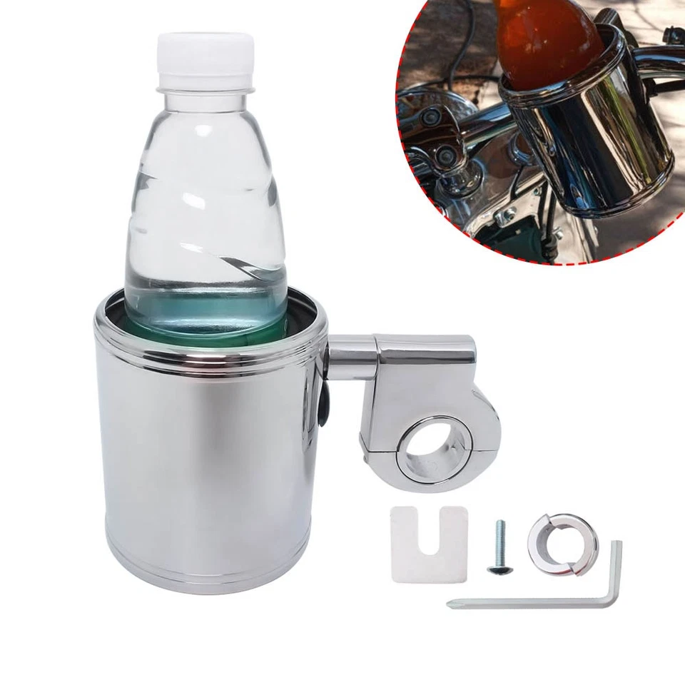 Portavasos para motocicleta apto para Harley Dyna Street Bob Victory Vision Honda Foto 2 de 4