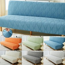 Jacquard Armless Sofa Bed Cover Stretch Folding Couch Futon Protector Slipcover