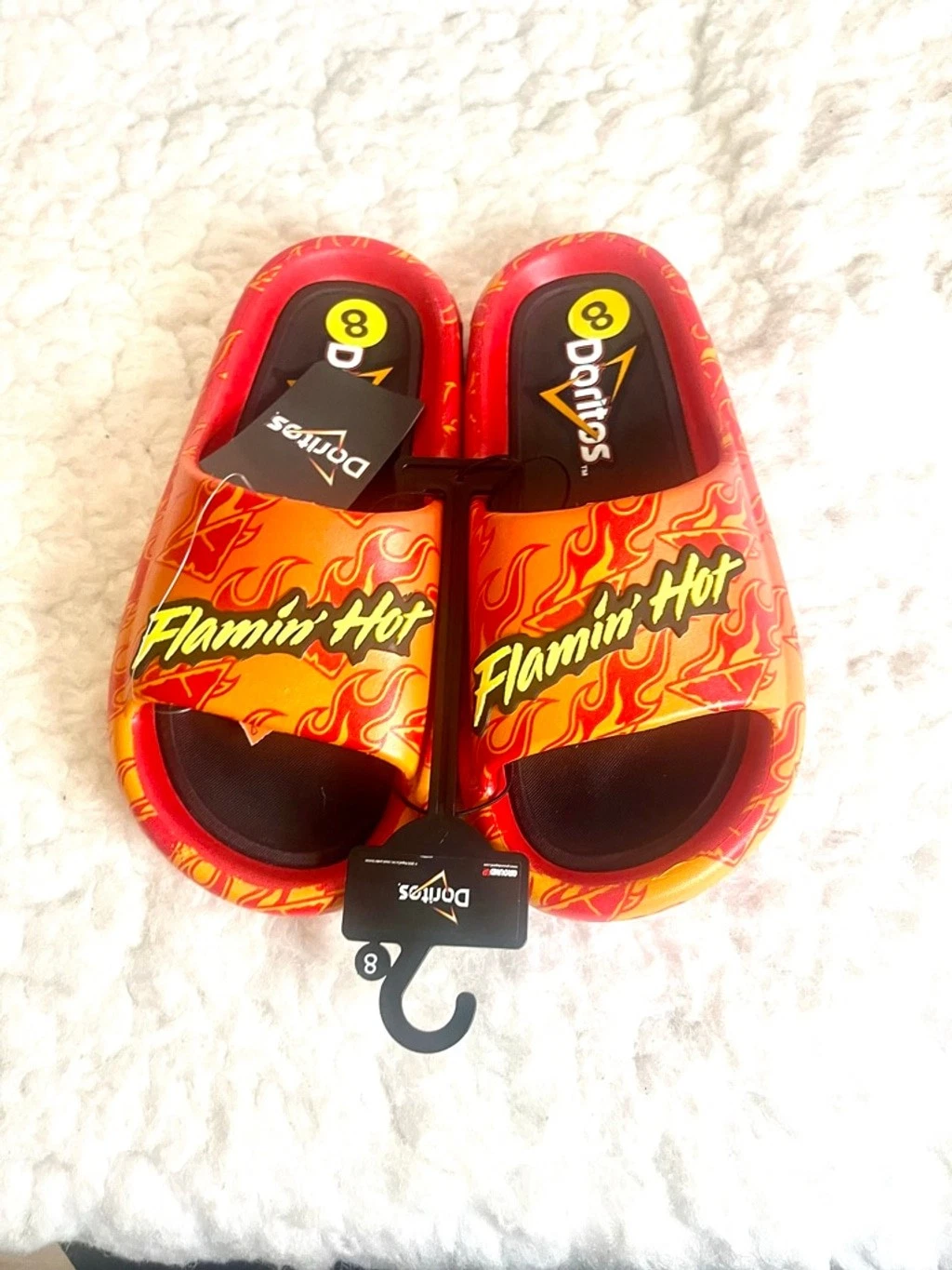 NWT Doritos Flamin' Hot Men`s Ground Up Comfort Slide Sandal Shoes Orange Size 8