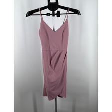 Lulus Dusty Mauve Pink V-Neck Tulip Wrap Bodycon Dress XS Cocktail Party