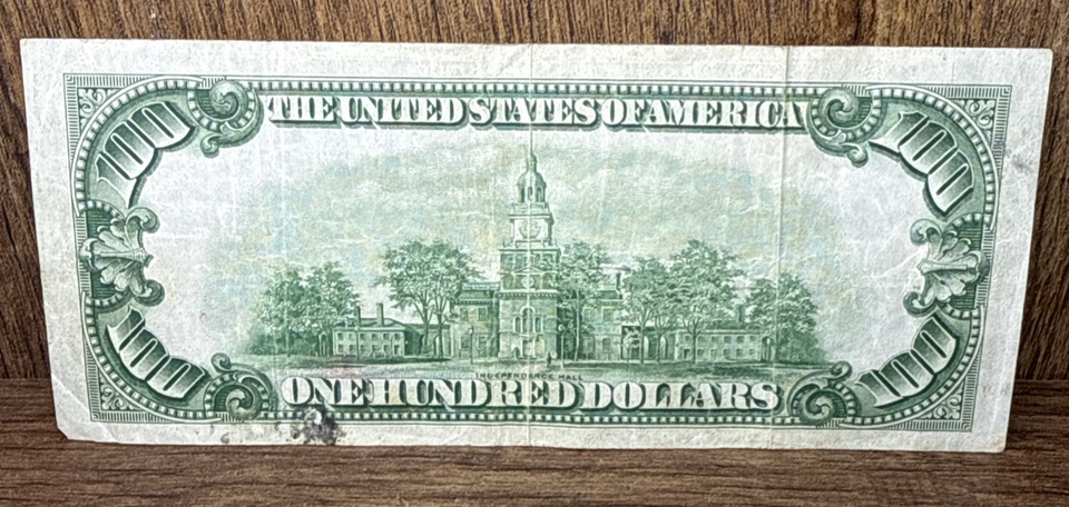 1934 One Hundred Dollar Bill $100 Green Seal Federal Reserve Note U.S ...