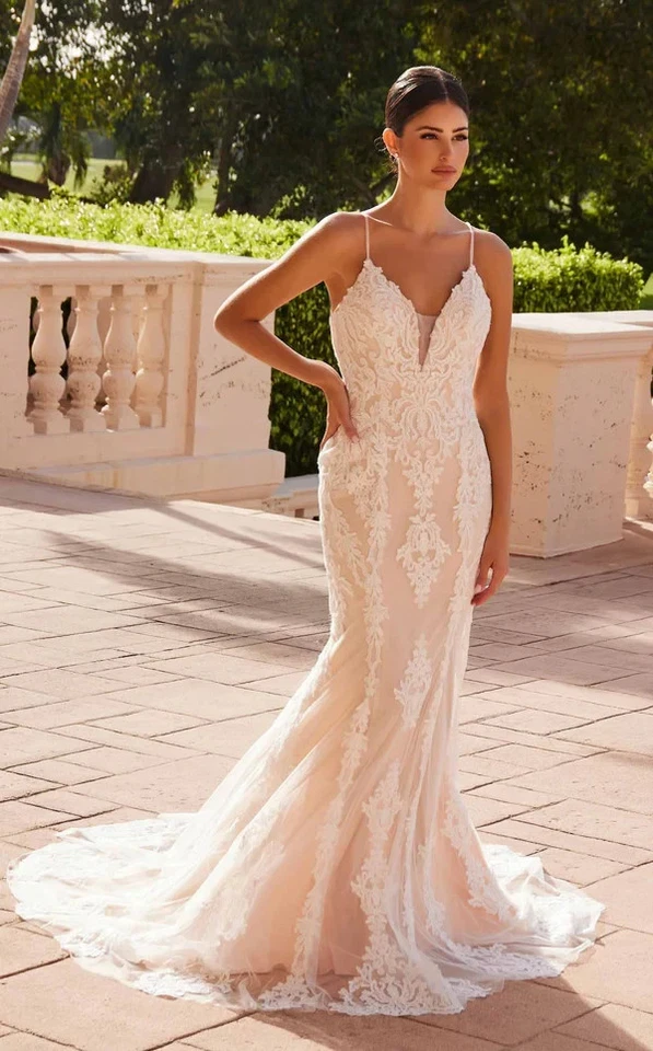 Vestido Nox Anabel Blanco Desnudo Espagueti Tirantes Bordado Talla 12 $599 Foto 3 de 4