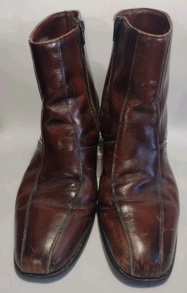 Vintage 70s Mod Beetle Boots Sz 14D | Leather Upper | YKK Zip | Soulful Patina - Image 3 of 4