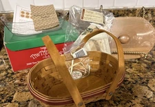 Longaberger 2006 Tree Trimming Nature's Berry Basket 2 Liners, Lid, Ornament NIB