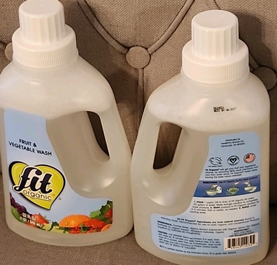 FIT ORGANIC: Fruit And Vegetable Wash Soaker, LOT OF 4 BOTTLES/32 oz EACH