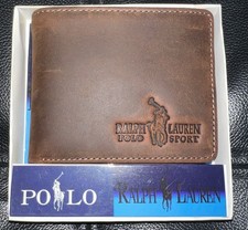 Brown Leather Polo Sport Ralph Lauren Men's Bifold Wallet NIB
