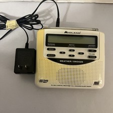 Midland WR-120EZ NOAA Emergency Weather Alert Radio Alarm Clock White WORKING