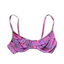 Vintage Bermuda Beachwear Paisley Bikini 90s Swimsuit Retro Beach Top Small S