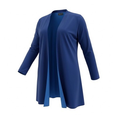 Susan Graver Women Royal/Blue Long  Sleeve Open Front Blazer Jacket REVERSABLE