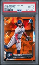 2022 Bowman Chrome Sapphire Baseball Bo Bichette #81 Orange /75 PSA 10