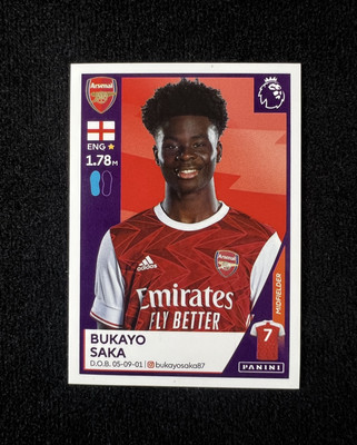 2020-21 Panini Premier League Stickers Bukayo Saka #32 NM-MT