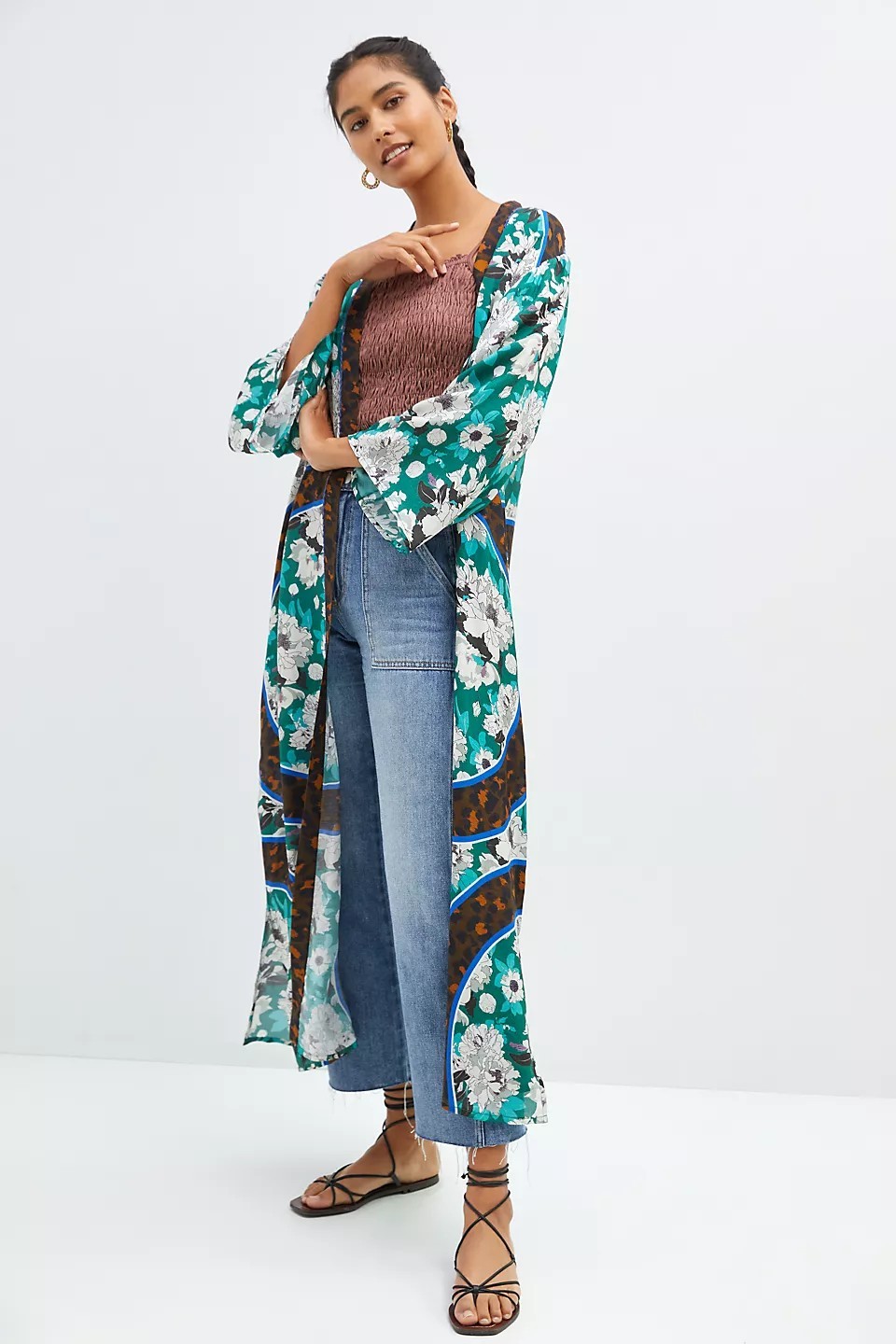 Blank London Anthropologie Women Long Duster Cardigan Kimono Festival Boho OS