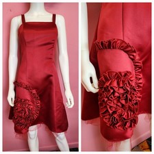 Vintage 1990's Jessica McClintock for Gunne Sax Red Prom Dress Large Rosette