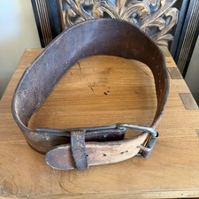 Vintage Wide Brown Leather Weight Lifting Belt Back Support Powerlifting 28"-39"