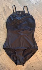 Lulli Dance Black Leotard Ballet Contemporary High Neck Back Lace Girls Med 8/10